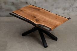 Custom Resin Epoxy Table With Metal Legs, Live Edge Made Of Oak Wood, Uv Table, Modern Dining Conference Table