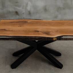 Custom Resin Epoxy Table With Metal Legs, Live Edge Made Of Oak Wood, Uv Table, Modern Dining Conference Table - thumbnail 3