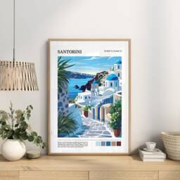 Santorini Travel Print - Poster Aegean Sea Wall Art Greece Gift - thumbnail 3