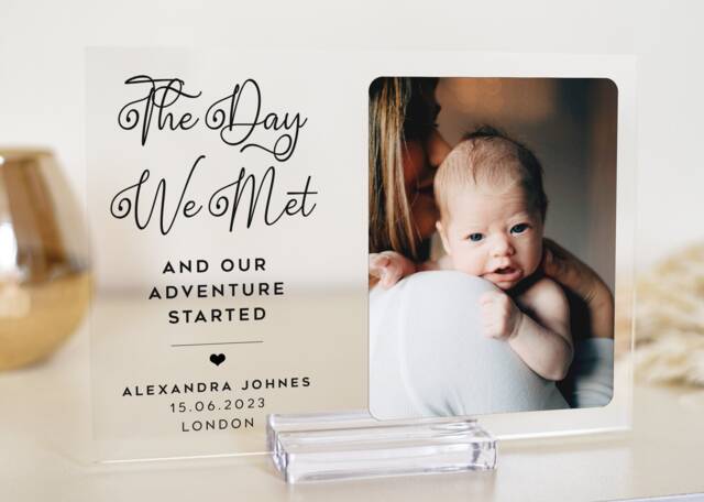 Personalized Baby Photo Acrylic Plaque Newborn Birth Announcement Gift - image 1