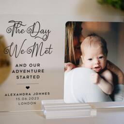 Personalized Baby Photo Acrylic Plaque Newborn Birth Announcement Gift - thumbnail 2
