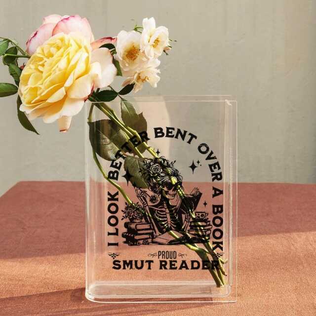Smut Reader Book Vase, Spicy Shaped Flower Vase For Readers, Acrylic Funny Decor, Romance Shelf Aesthetic - image 1
