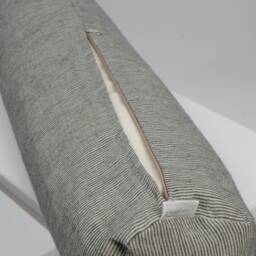 Bolster Pillow, Roll Neck Buckwheat Charcoal Grey/Natural Grey Striped Linen Bolster Buckwheat 5'x20'/13x50cm Pillow - thumbnail 3