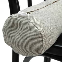 Bolster Pillow, Roll Neck Buckwheat Charcoal Grey/Natural Grey Striped Linen Bolster Buckwheat 5'x20'/13x50cm Pillow - thumbnail 2