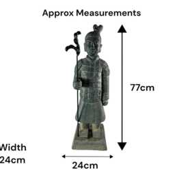 Standing Warrior With Spear Resin Terracotta Effect Grey Garden Statue Ornament - thumbnail 2