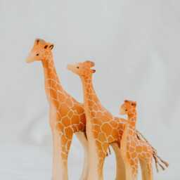 Wooden Giraffe Family, Handmade Toy, Montessori Wild Animal, Waldorf Pretend Play, Unique Christmas Gift - thumbnail 4