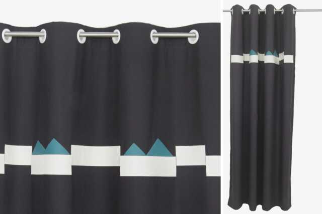 Modern Geometric Curtains - Unique Gray Teal White Contemporary Bedroom Living Room Drapes, Masculine Window Treatment, Made To Measure - image 1