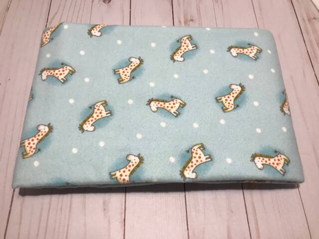 Reversible Baby Blanket, Flannel, Giraffe Blue Boy Blanket - image 1