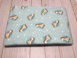 Reversible Baby Blanket, Flannel, Giraffe Blue Boy Blanket - thumbnail 1