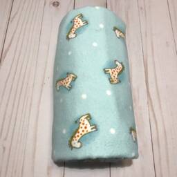 Reversible Baby Blanket, Flannel, Giraffe Blue Boy Blanket - thumbnail 2