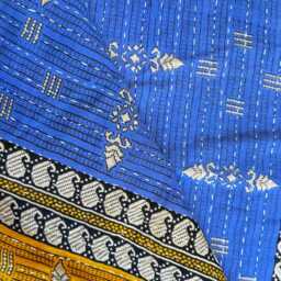 Vintage Handmade Kantha Stitch Sofa Throw - Beach Camper Van Quirky Colours Musted Pink Blue -Geometric - thumbnail 3