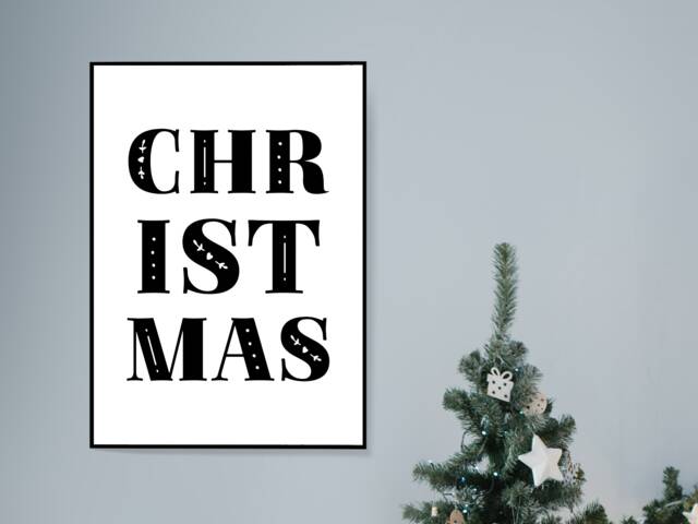 Christmas Bold Festive Fall Holidays - Wall Print Gift Bespoke Poster A5 A4 A3 Framed - image 1