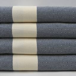 "Navy Blue Bedspread, Aztec Blanket, Diamond Blanket, Long Blanket, Beach Throw, Bed Rug, Turkish Blanket, 79""x95" - thumbnail 3