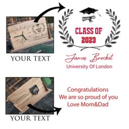Engraved Graduation Photo Desk Clock - Personalized Wood Table - thumbnail 3