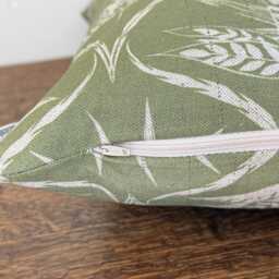 1659. Neesha Sage Green Block Print Linen Look 100% Cotton Cushion Cover - thumbnail 2