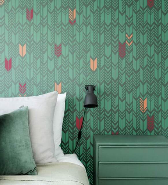 Arrow Wall Stencil Geometric Pattern Wallpaper Look Easy Home Decor Reusable Diy Wall Decor #s016 - image 1