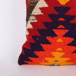 Bohemian Kilim Pillow Cover Vintage Turkish Rug, 16''x16'' - thumbnail 2