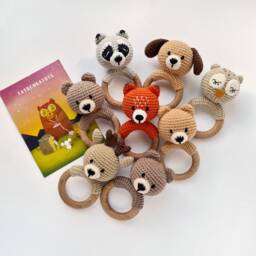 Woodland Animal Baby Toy Gift For Forest Shower Bear Mouse Rat Owl Dog Raccoon Deer Fox Rattle - thumbnail 1