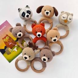Woodland Animal Baby Toy Gift For Forest Shower Bear Mouse Rat Owl Dog Raccoon Deer Fox Rattle - thumbnail 2