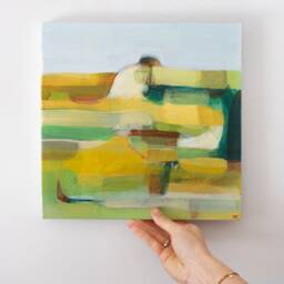 Small Abstract Landscape Painting Expressionist Acrylic Art - 12x12 - thumbnail 3