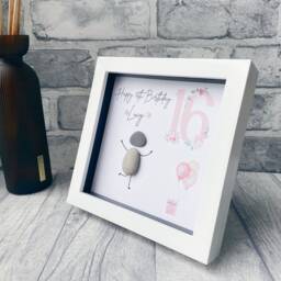16Th Birthday Gift Girl, Daughter Gift, Gifts For Teenage Girl Personalised Pebble Art Picture Handmade Frame - thumbnail 3