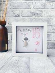 16Th Birthday Gift Girl, Daughter Gift, Gifts For Teenage Girl Personalised Pebble Art Picture Handmade Frame - thumbnail 1