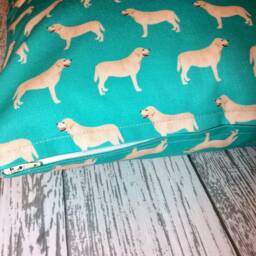 Yellow Labrador Dog Print Cushion Cover in Green Design - Home Decor, Pillow Cover, Home & Living, Decorative Pillow, 38x38cms - thumbnail 3