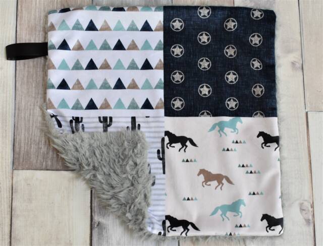 Cowboy Lovey - Mini Baby Blanket Western Horse Gift Security - image 1