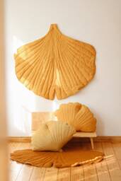 "Linen Ginkgo Leaf Mat ""Mango"