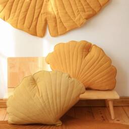 "Linen Ginkgo Leaf Mat ""Mango" - thumbnail 2