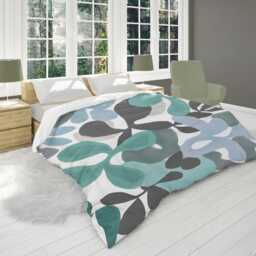 Funky Midcentury Modern Abstract Comforter, Maximalist Bedding For Eclectic Bedroom, Scandinavian Home Decor, Green Blue #196 - thumbnail 2