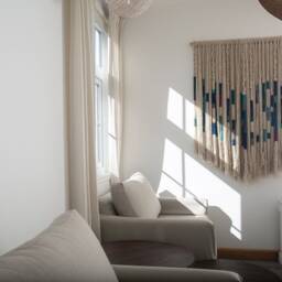 "Wall Hanging - Soft Texture Modern Macrame Contemporary Textile. ""Telar En Azul"", 71" - thumbnail 2