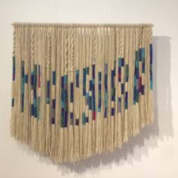 "Wall Hanging - Soft Texture Modern Macrame Contemporary Textile. ""Telar En Azul"", 71" - thumbnail 3