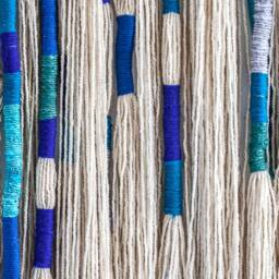 "Wall Hanging - Soft Texture Modern Macrame Contemporary Textile. ""Telar En Azul"", 71" - thumbnail 4