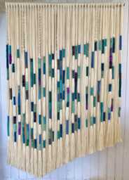 "Wall Hanging - Soft Texture Modern Macrame Contemporary Textile. ""Telar En Azul"", 71" - thumbnail 1