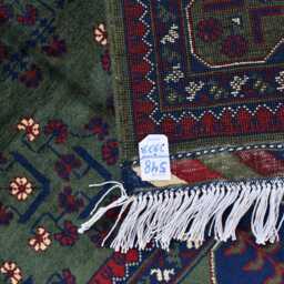 5x7 Green Bokhara Handmade Wool Carpet - Turkmen Traditional Rug High Pile - thumbnail 4