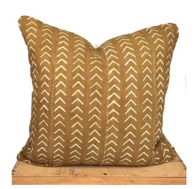 "African Mud Cloth Pillow, Brown, Tan, 18 Inch Square, 12""x20" - image 1