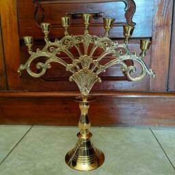 Brass Candle Holder 7 Arms, Fan Sticks, Candelabra, Antique Holder, Candlesticks, Stand - thumbnail 3