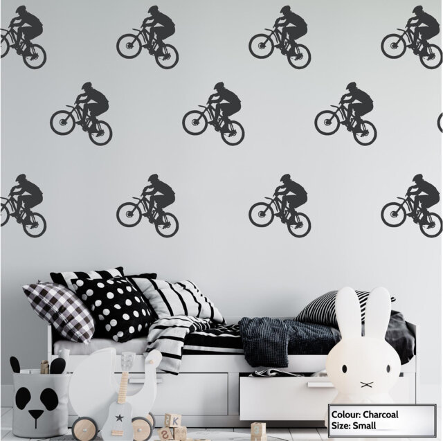 Mountain Bike Jump, Vinyl Wall Art, Decal, Sticker, Transfer, Mural, Removable, Decoration, Decor, Interior, Exterior, Full Wall, 0491 - image 1