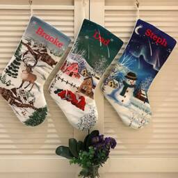 Personalized Large Crystal Velvet Monogrammed Christmas Stockings Holidays Decoration Stockings-Gift Collection Bag Ornaments - thumbnail 2