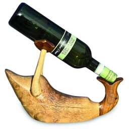 Drunken Duck Bottle Holder Natural, Hand-Carved Bamboo Wine - thumbnail 3