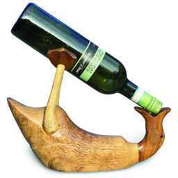 Drunken Duck Bottle Holder Natural, Hand-Carved Bamboo Wine - thumbnail 2
