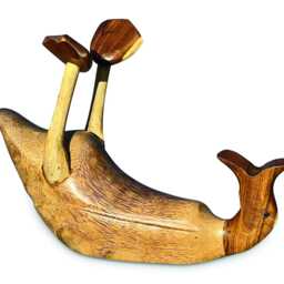 Drunken Duck Bottle Holder Natural, Hand-Carved Bamboo Wine - thumbnail 4