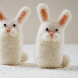 Bunnykitts, Needle Felted Bunny Rabbit Wool Fiber Sculpture - thumbnail 2