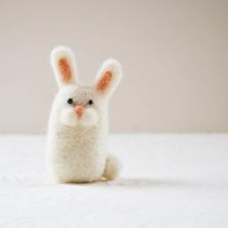 Bunnykitts, Needle Felted Bunny Rabbit Wool Fiber Sculpture