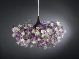 Ceiling Light Fixture, Hanging Lamp With Purple, Gray & Clear Flowers For Dining Room, Living Room Or Bedroom.special - thumbnail 1