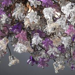 Ceiling Light Fixture, Hanging Lamp With Purple, Gray & Clear Flowers For Dining Room, Living Room Or Bedroom.special - thumbnail 3