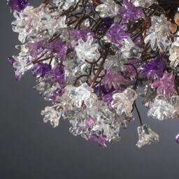 Ceiling Light Fixture, Hanging Lamp With Purple, Gray & Clear Flowers For Dining Room, Living Room Or Bedroom.special - thumbnail 2