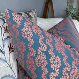 Decorative Cushion Cover, Leaf-Patterned, Teal - Orange Trailing Leaves, Scatter Cushion Cover, Throw Pillow Cover For Contemporary Decor - thumbnail 4