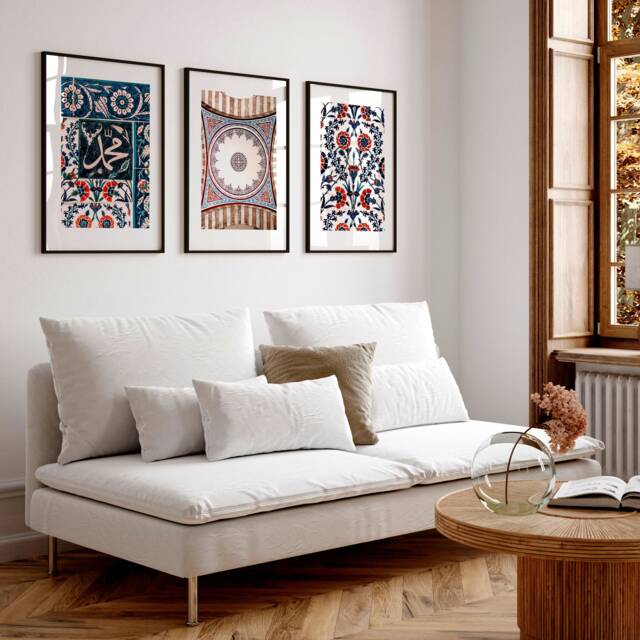 Islamic Framed 3 Piece Wall Art Prints Set For Ramadan Decoration, Arabic Calligraphy Art Eid Mubarak Decoration, Wedding Gift - image 1